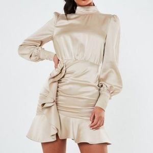Missguided Champagne Satin Mini Dress